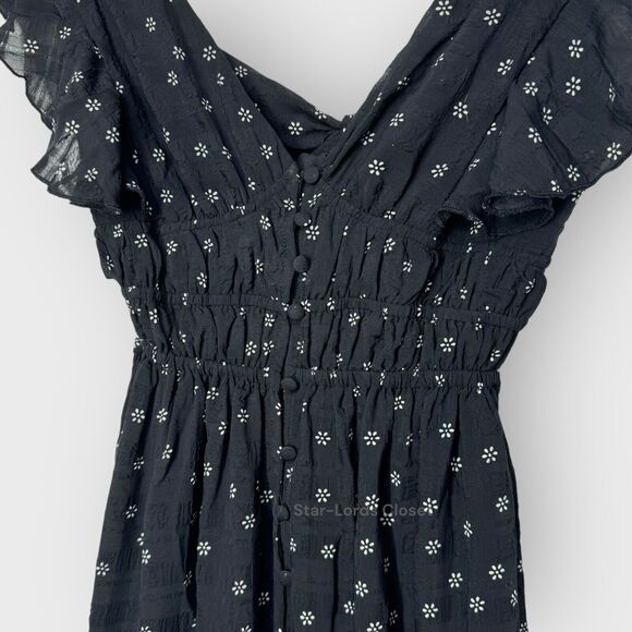 Bishop & Young Santorini Midi Dress Small Black White Floral Romantic Flutter - Picture 7 of 11